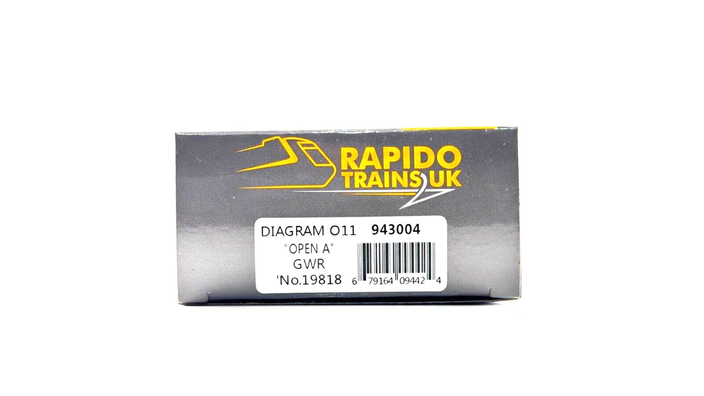 RAPIDO 00 GAUGE - 943004 - DIAGRAM O11 OPEN A GWR GREY NO.19818 - BOXED