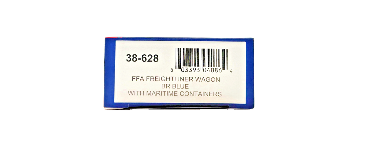BACHMANN OO GAUGE - 38-628 - FFA FREIGHTLINER WAGON BR BLUE MARITIME CONTAINERS
