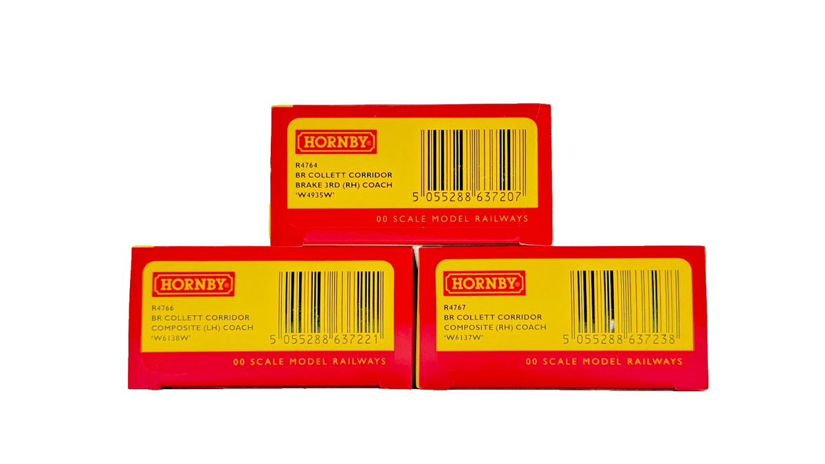 HORNBY OO GAUGE - R4764/R4766/R4767 - BR MAROON COLLETT CORRIDOR COACHES X 3