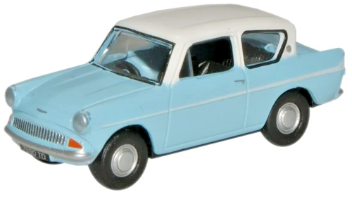 OXFORD DIECAST 1/76 SCALE - 76105007 - BLUE WHITE FORD ANGLIA CAR - NEW