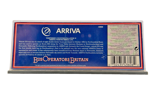 CORGI OOC 1/76 SCALE - 43606 - NORTHERN COUNTIES PALATINE ARRIVA NORTHUMBRIA