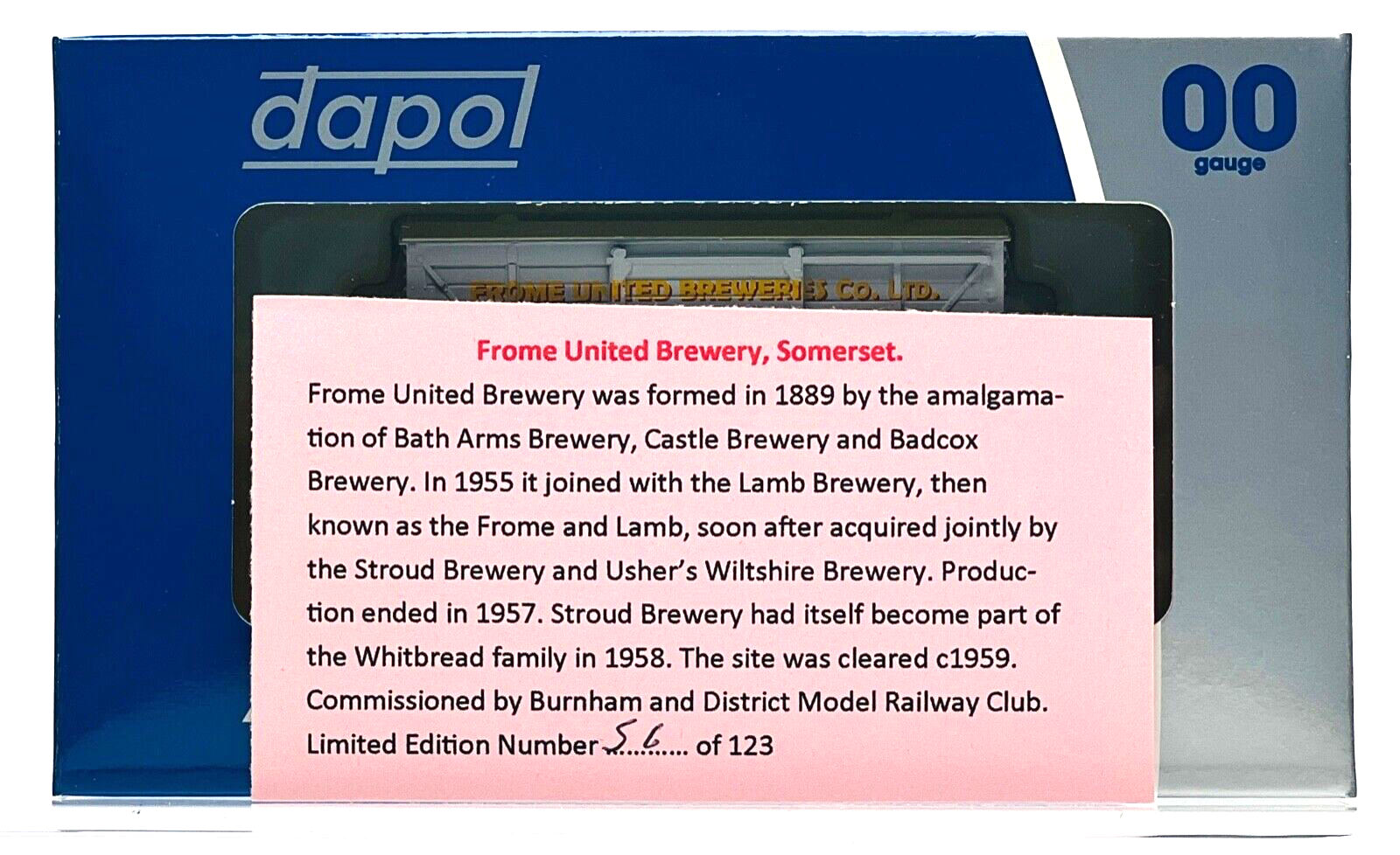 DAPOL 00 GAUGE - FROME UNITED BREWERIES STOUT BROWN ALE 4 (BURNHAM LIMITED ED)