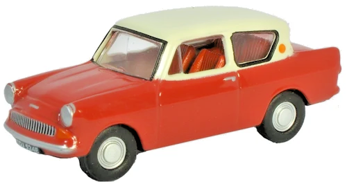 OXFORD DIECAST 1/76 SCALE - 76105001 - ANGLIA CAR RED - CREAM ROOF - NEW