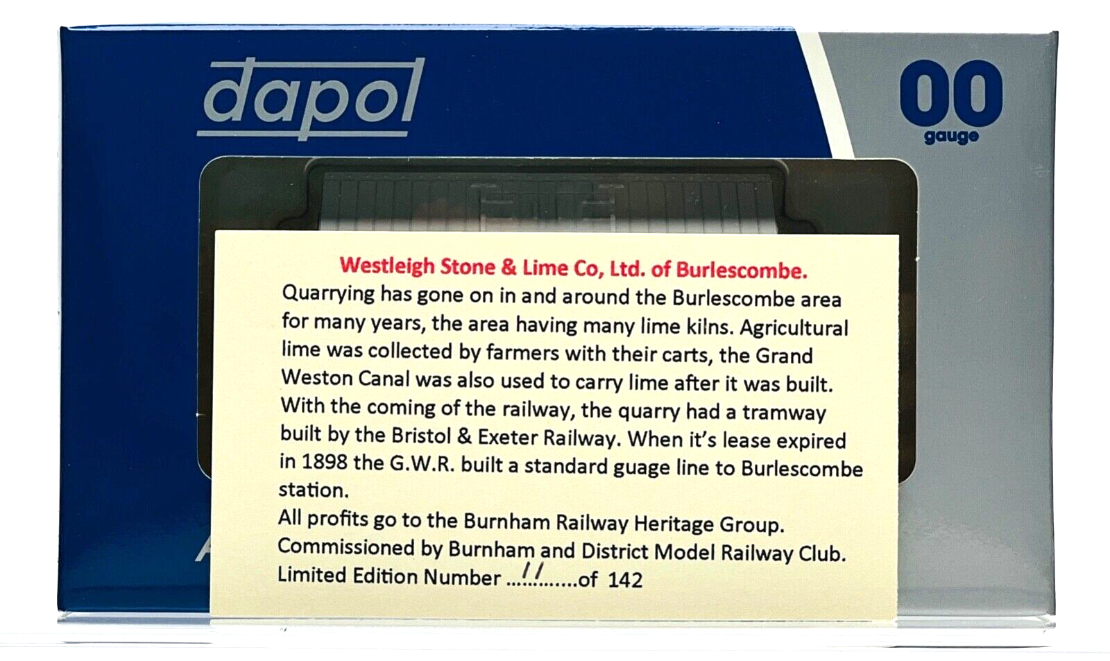 DAPOL 00 GAUGE - WESTLEIGH STONE & LIME BURLESCOMBE DEVON (BURNHAM LIMITED ED)