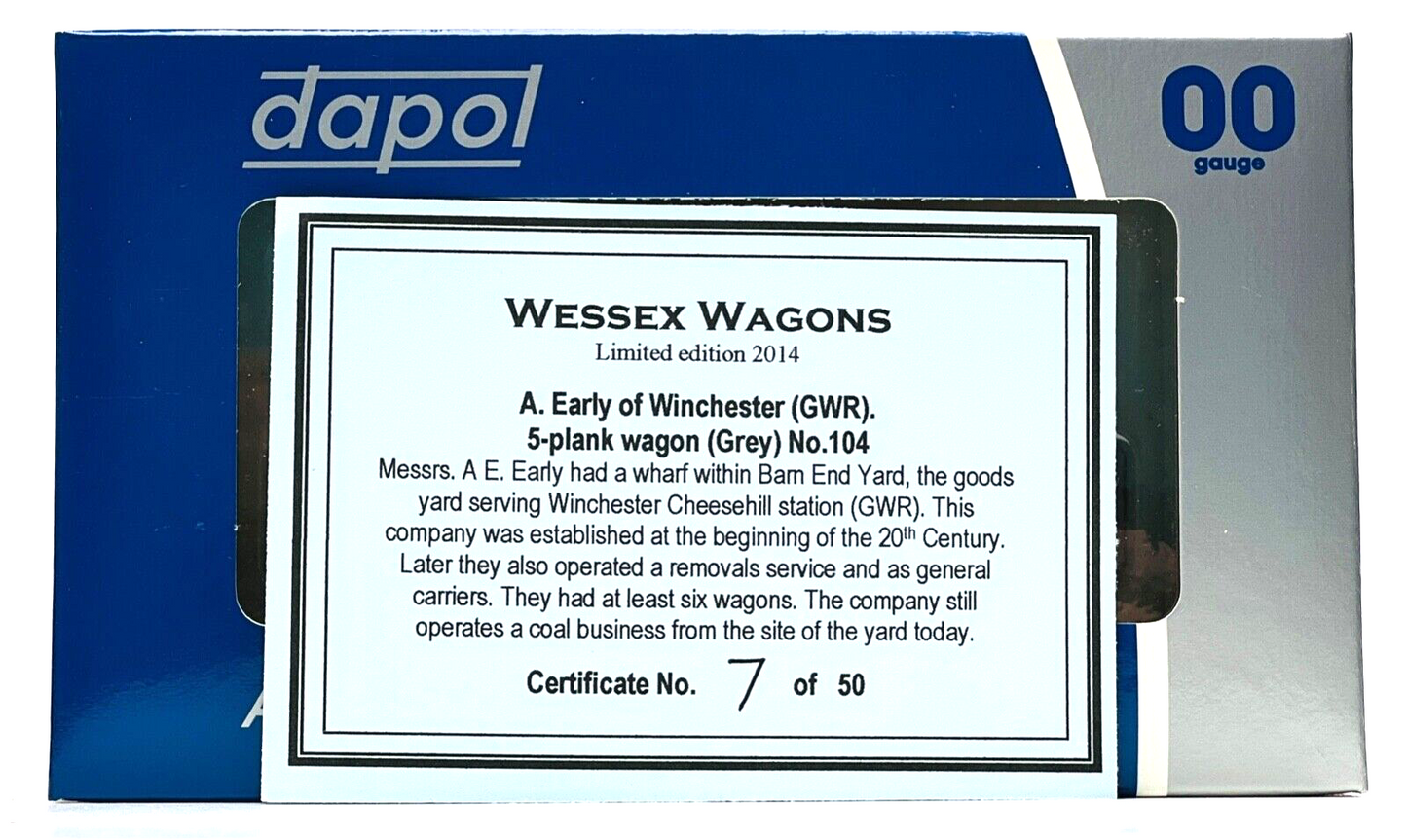 DAPOL 00 GAUGE - A. EARLY WINCHESTER (GWR) 5 PLANK WAGON NO.104 (WESSEX WAGONS)