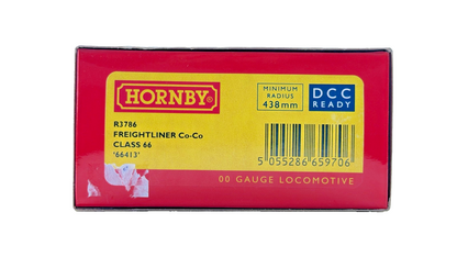 HORNBY OO GAUGE - R3786 - CLASS 66 DIESEL LOCOMOTIVE 66413 FREIGHTLINER LIVERY