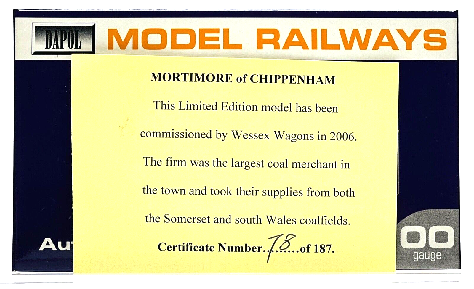 DAPOL 00 GAUGE - MORTIMORE OF CHIPPENHAM PLANK WAGON NO.56 (WESSEX WAGONS)