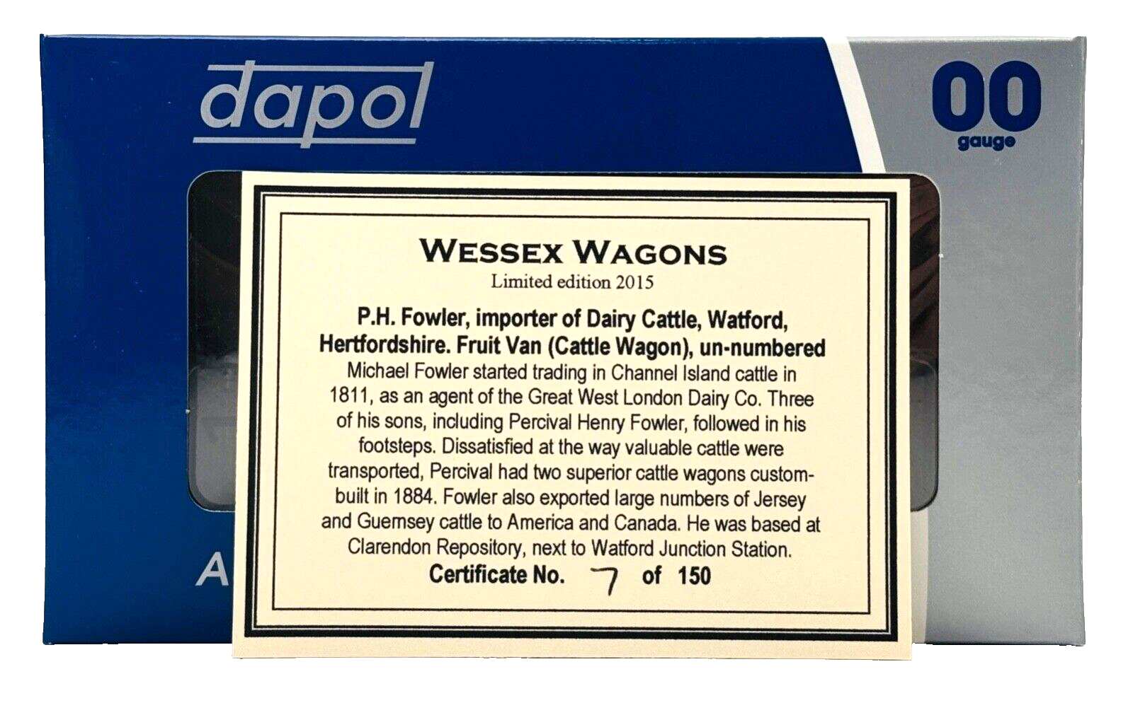 DAPOL 00 GAUGE - P.H FOWLER DAIRY CATTLE IMPORTERS WATFORD HERTS (WESSEX WAGONS)