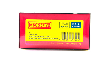 HORNBY 00 GAUGE - R3633 - BR GREEN REBUILT PATRIOT E TOOTAL BROADHURST NO.45534
