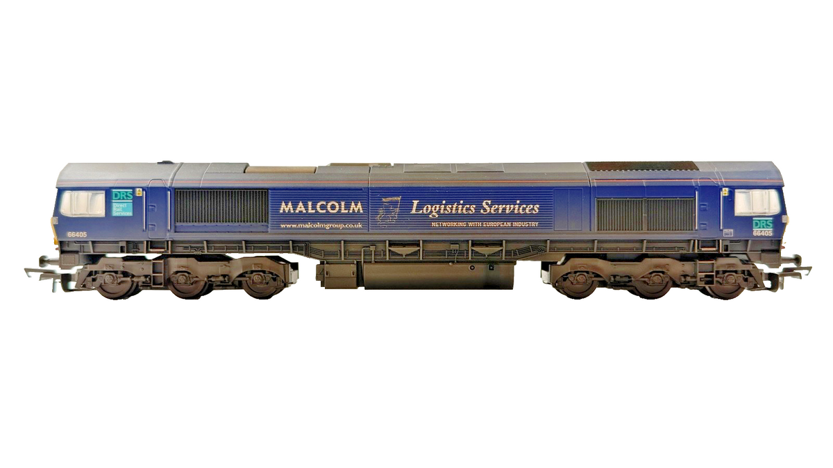 HORNBY OO GAUGE - R3886 - CLASS 66 DIESEL 66405 MALCOLM LOGISTICS TMC WEATHERED