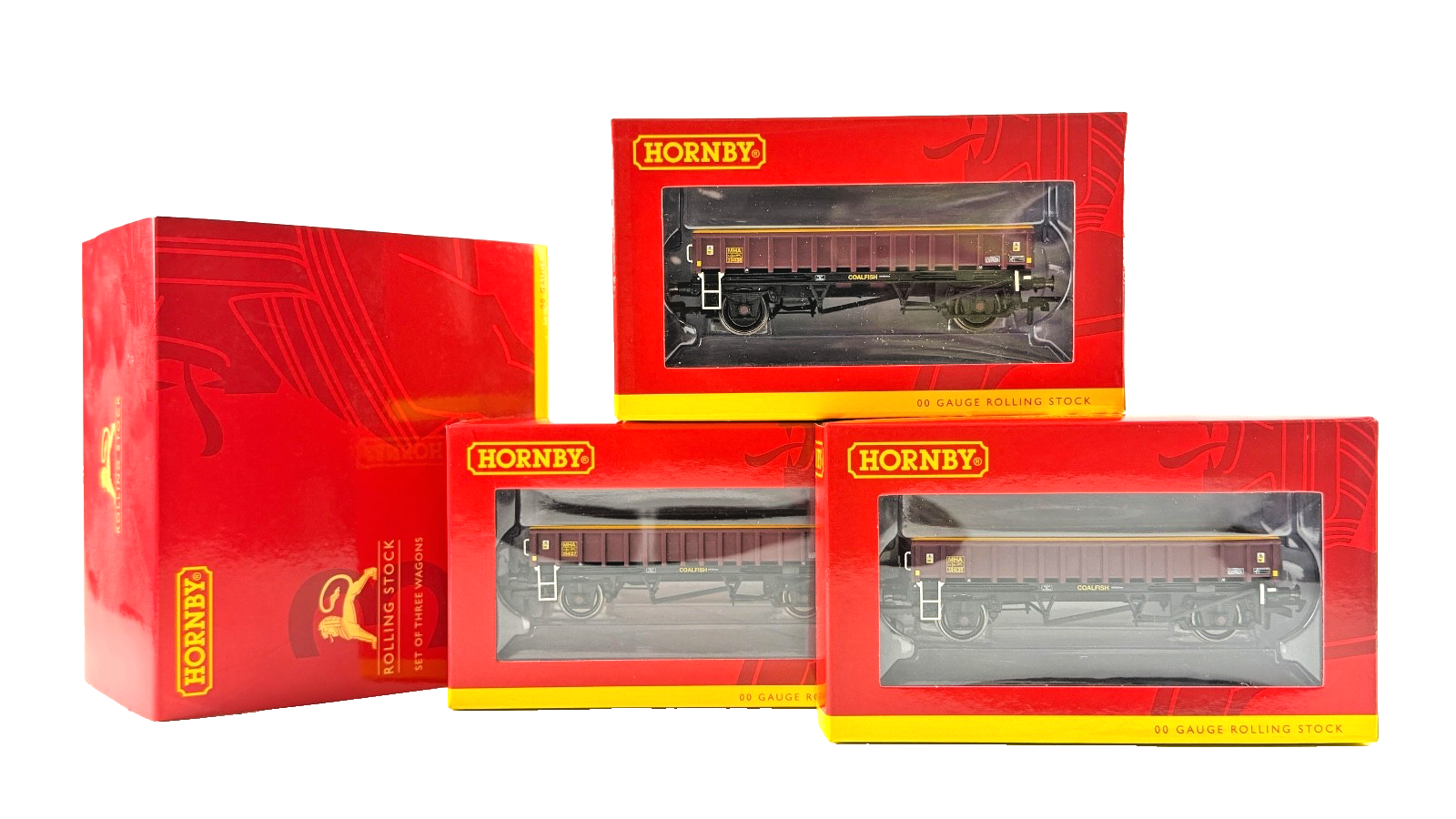 HORNBY OO GAUGE - R60163 - (PACK OF 3) EX EWS MHA COALFISH WAGONS BOXED