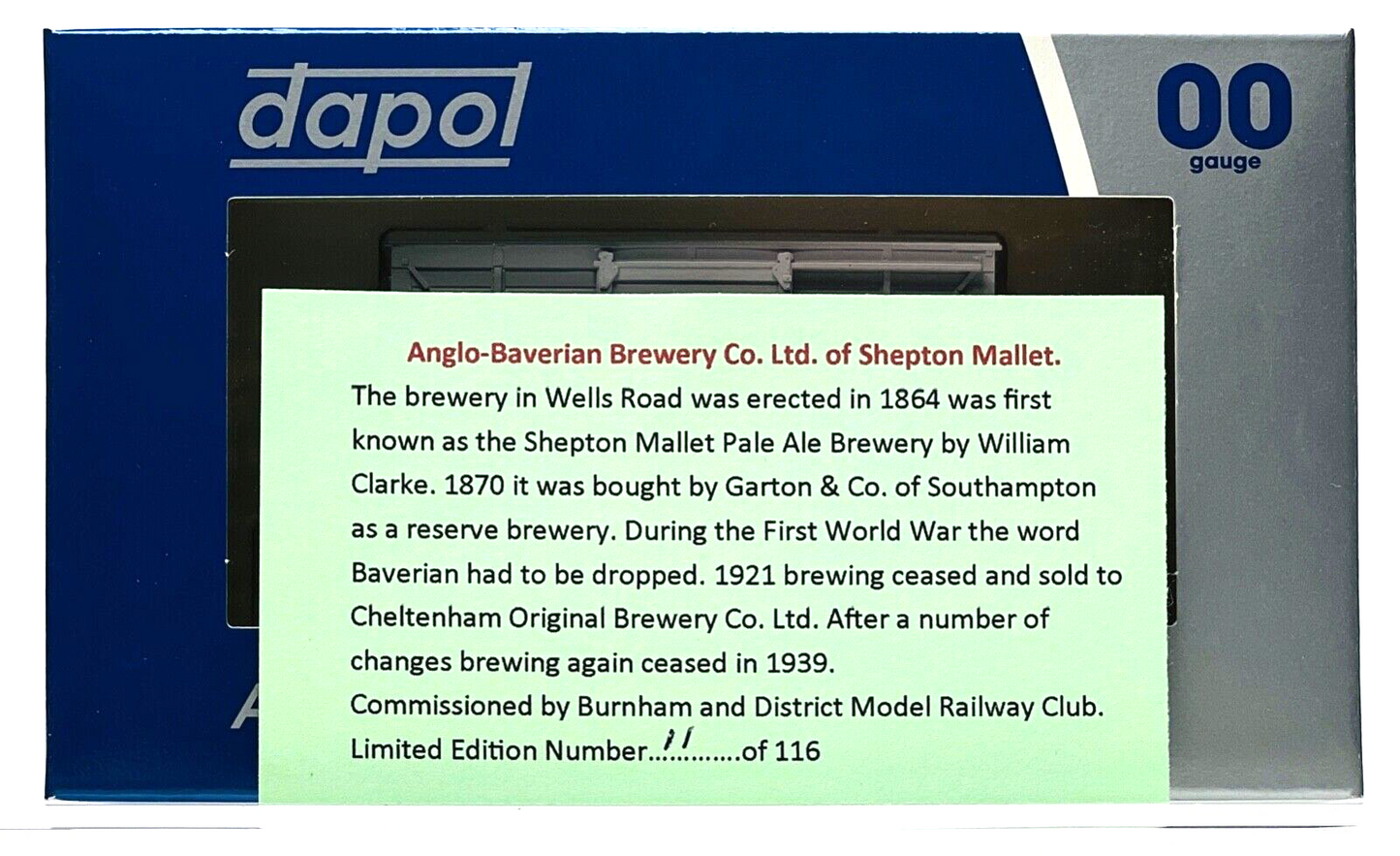 DAPOL 00 GAUGE - ANGLO BAVARIAN BREWERY SHEPTON MALLET (BURNHAM DMRC LTD ED)