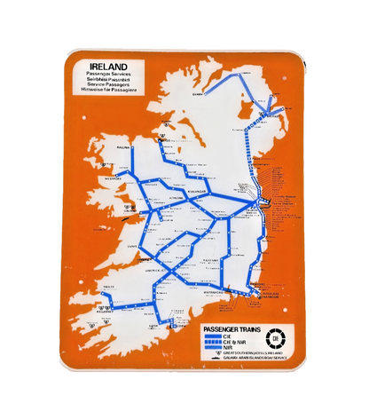 UNIQUE IRISH RAILWAYANA PASSENGER TRAIN PLASTIC COACH TRAIN ROUTE BOARD CIE NIR