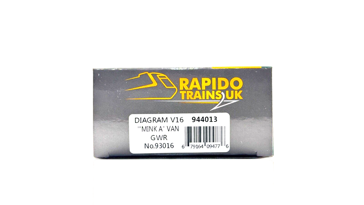 RAPIDO 00 GAUGE - 944013 - DIAGRAM V16 MINK A VAN GWR GREY 93016 - BOXED