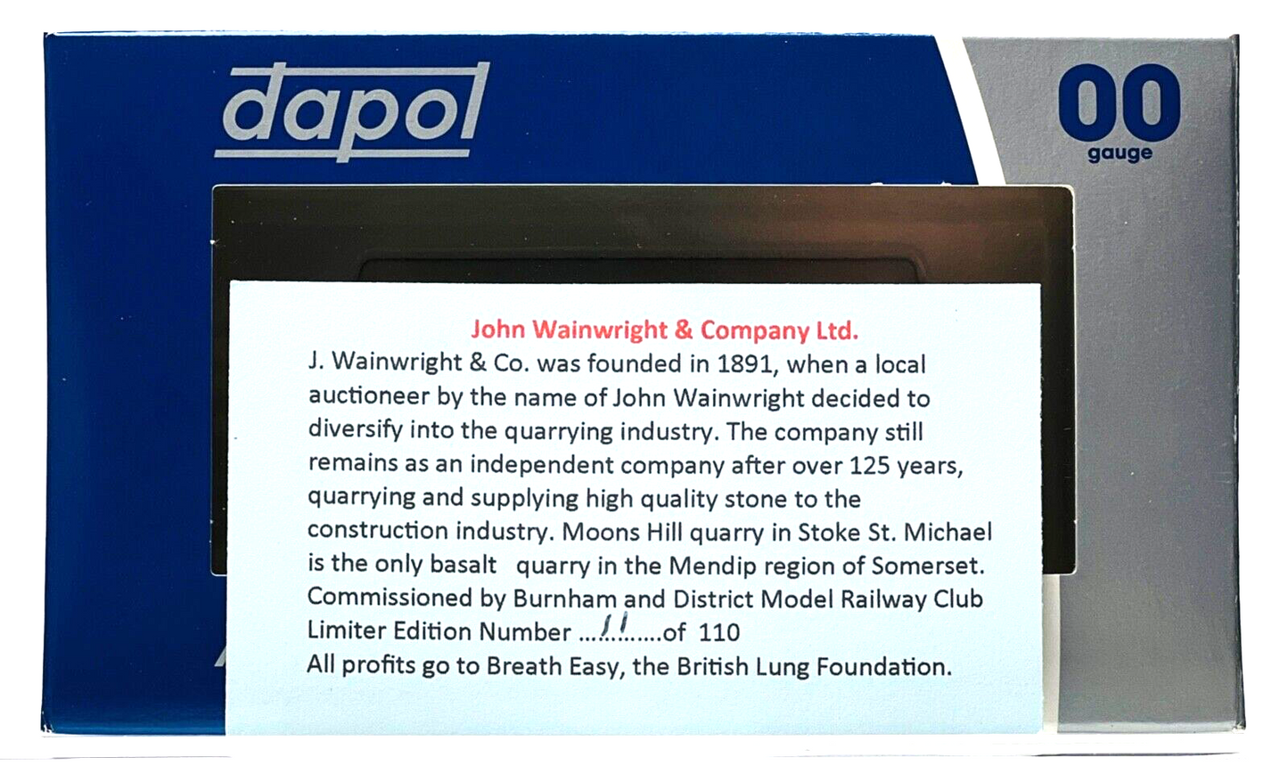 DAPOL 00 GAUGE - JOHN WAINWRIGHT & COMPANY SHEPTON MALLET (BURNHAM DMRC LTD ED)