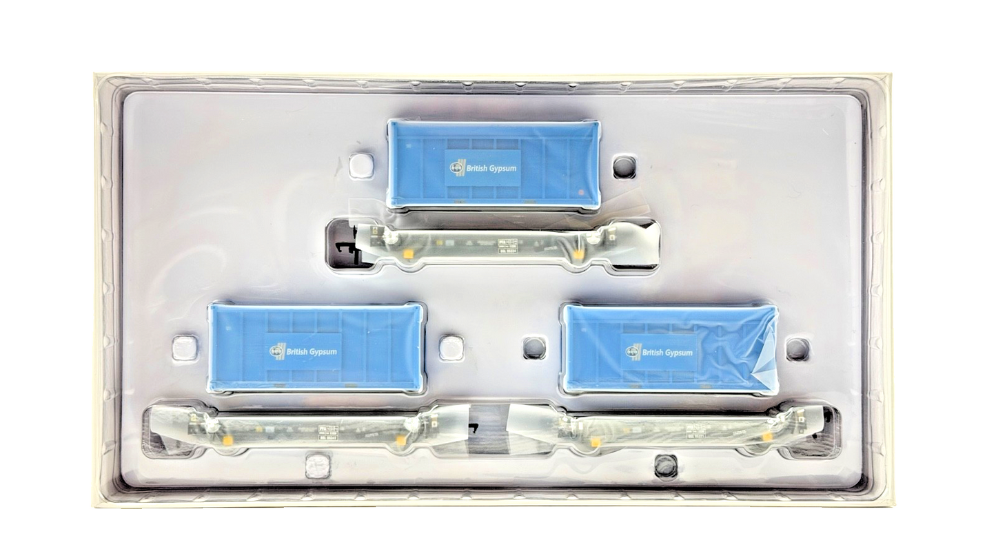 ACCURASCALE OO GAUGE - ACC2071-GYP-J - PFA CONTAINER WAGONS BRITISH GYPSUM BLUE