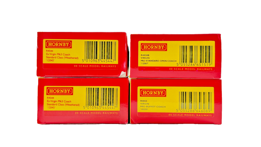 HORNBY OO GAUGE - R4544/R4858B/R4855 - VIRGIN TRAINS/EX VIRGIN MK3 COACHES X 4