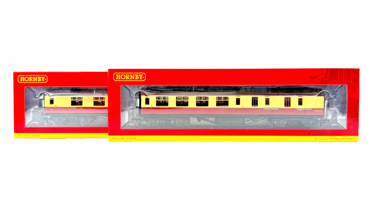HORNBY OO GAUGE - R4447B/R4449B - BR (EX LMS) CORRIDOR 1ST/BRAKE COACHES X 2