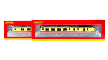 HORNBY OO GAUGE - R4447B/R4449B - BR (EX LMS) CORRIDOR 1ST/BRAKE COACHES X 2