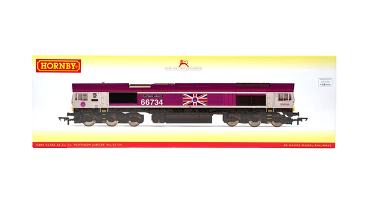HORNBY 00 GAUGE - R30332 - CLASS 66 GBRF PLATINUM JUBILEE 66734 - NEW BOXED