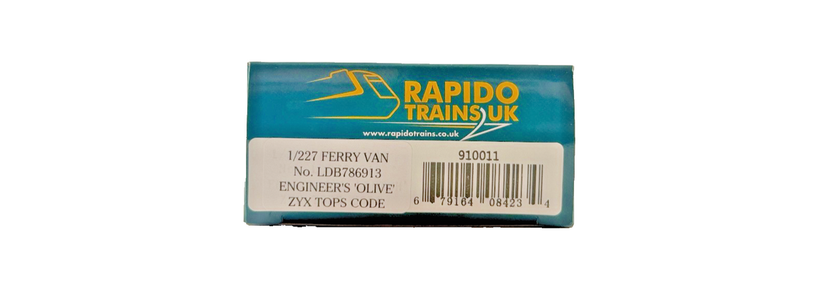 RAPIDO OO GAUGE - 910011 - 1/227 FERRY VAN NO.LDB786913 ENGINEERS OLIVE ZYX