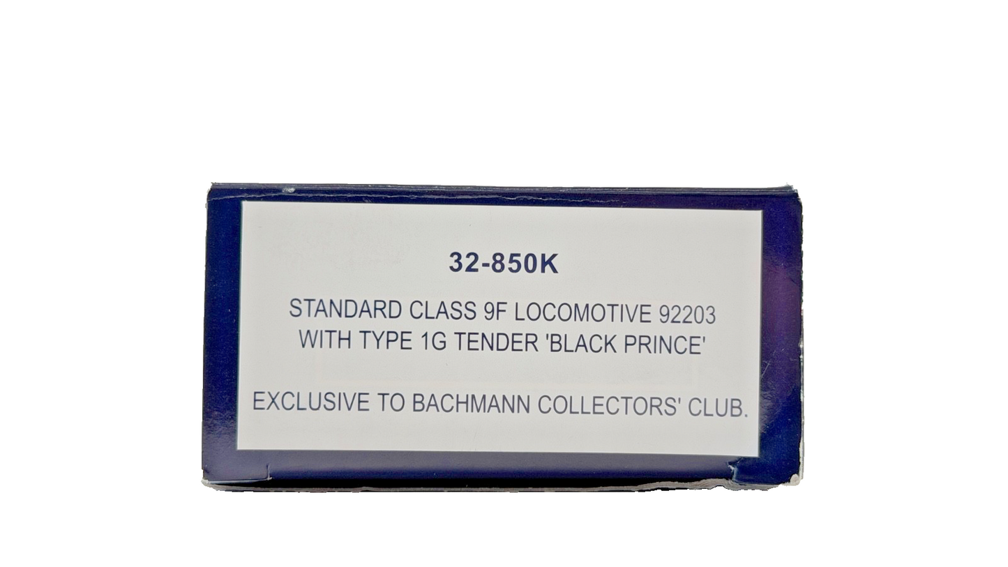 BACHMANN OO GAUGE - 32-850K - CLASS 9F 92203 BR BLACK PRINCE COLLECTOR CLUB LOCO
