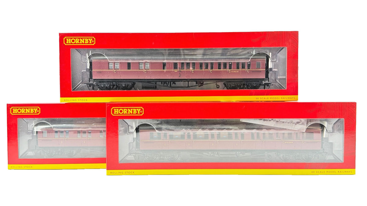 HORNBY OO GAUGE - R4764/R4766/R4767 - BR MAROON COLLETT CORRIDOR COACHES X 3