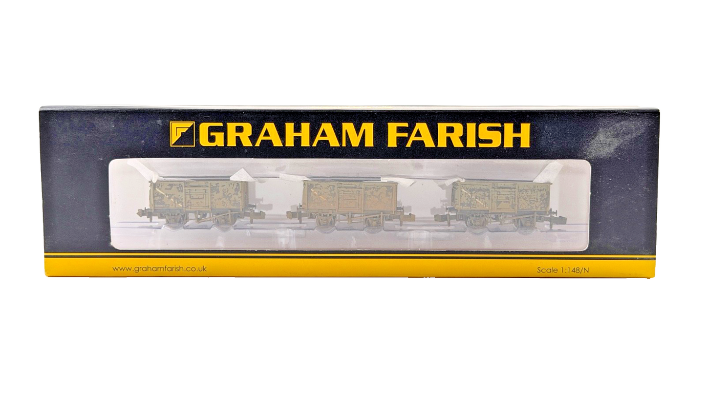 GRAHAM FARISH N GAUGE - 377-235A - SET OF MINERAL WAGONS BR GREY (WEATHERED)