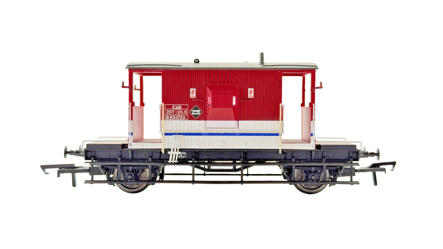 HORNBY 00 GAUGE - BR RED & WHITE 20T BRAKE VAN B954753 - UNBOXED
