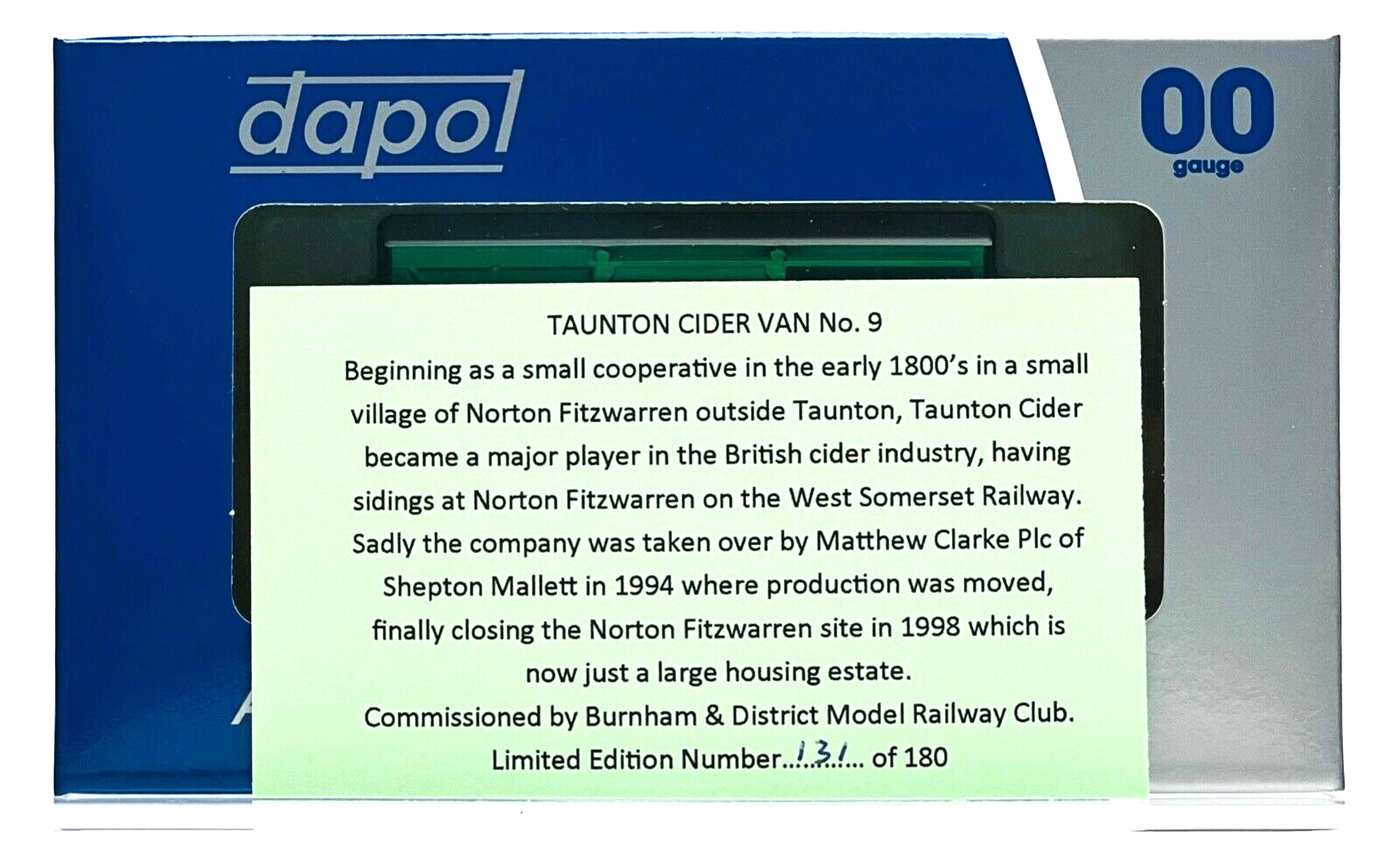 DAPOL 00 GAUGE - TAUNTON CIDER 'TASTE OF SOMERSET' NO.9 (BURNHAM LIMITED ED)