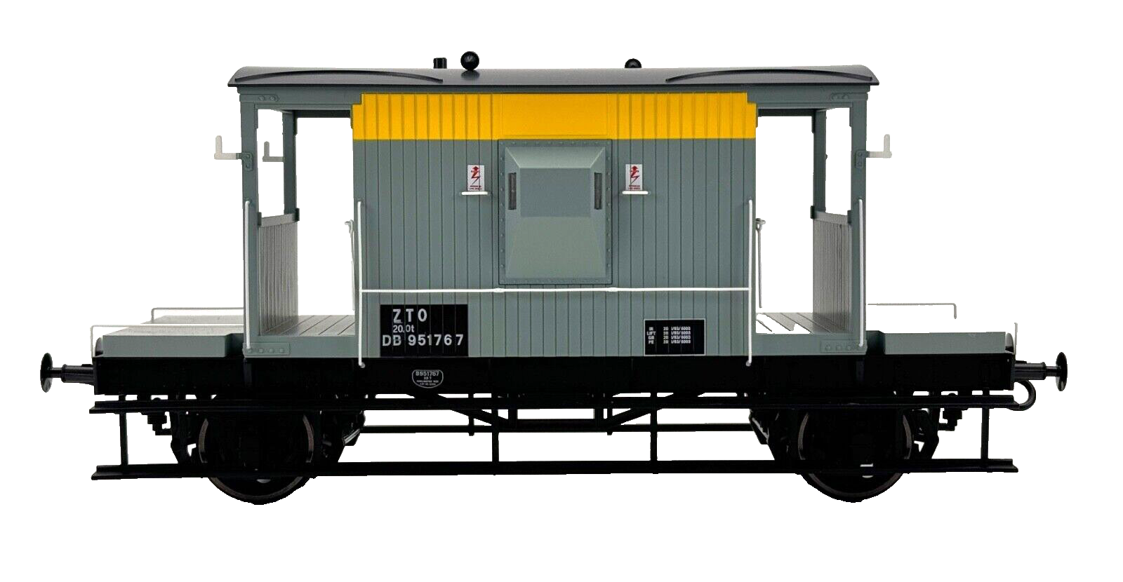 DAPOL O GAUGE - 7F-200-014 - BR ENGINEERS YELLOW GREY DUTCH BRAKE VAN - BOXED