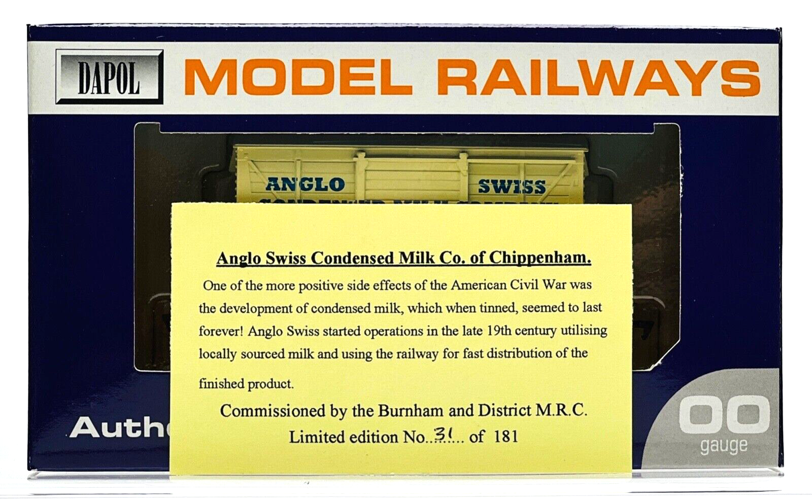 DAPOL 00 GAUGE - ANGLO SWISS CONDENSED MILK CHIPPENHAM 23 (BURNHAM LIMITED ED)