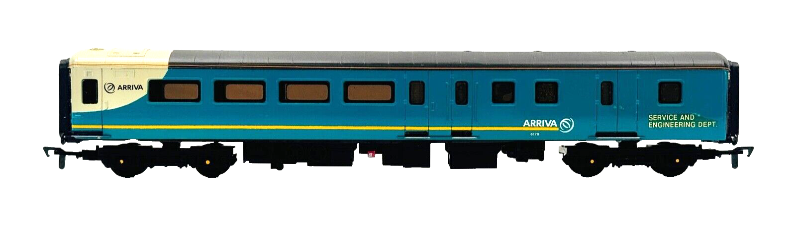 AIRFIX 00 GAUGE - ARRIVA TRAINS WALES MK2 PASSENGER COACH 6177 (REFINISHED)