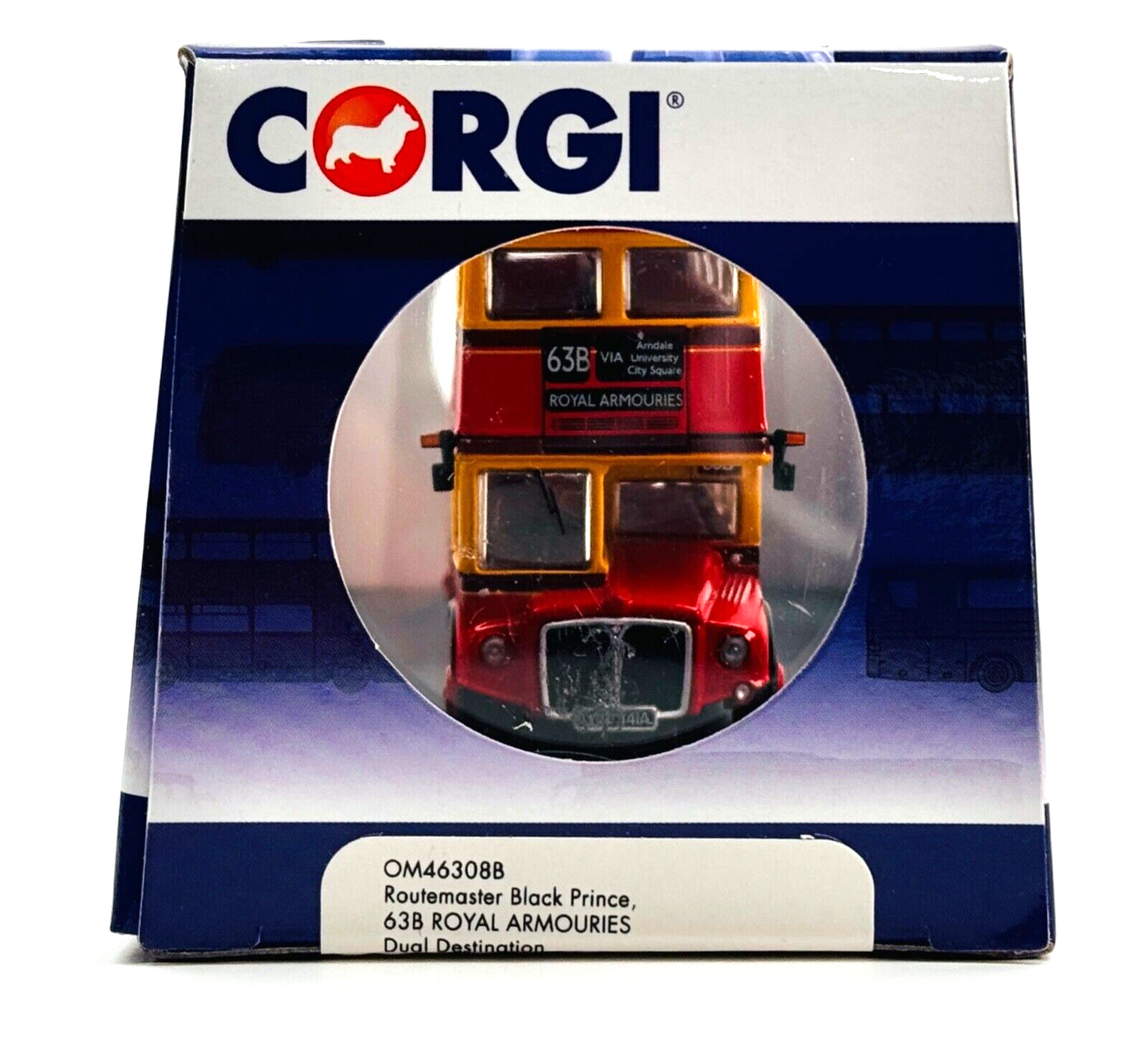 CORGI OOC 1/76 SCALE - OM46308B - ROUTEMASTER 'BLACK PRINCE' 63B ROYAL ARMOURIES