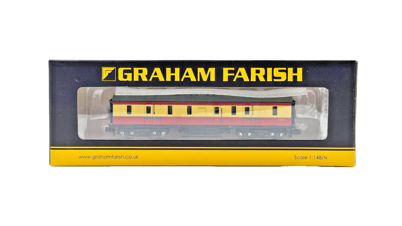 GRAHAM FARISH N GAUGE - 374-886 - LMS 50FT FULL BRAKE COACH BR CRIMSON CREAM