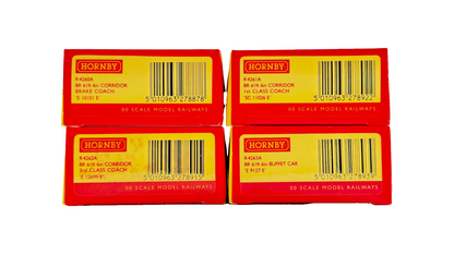 HORNBY OO GAUGE - R4260A/R4261A/R4262A/R4263A - BR MAROON 61FT 6IN COACHES X 4
