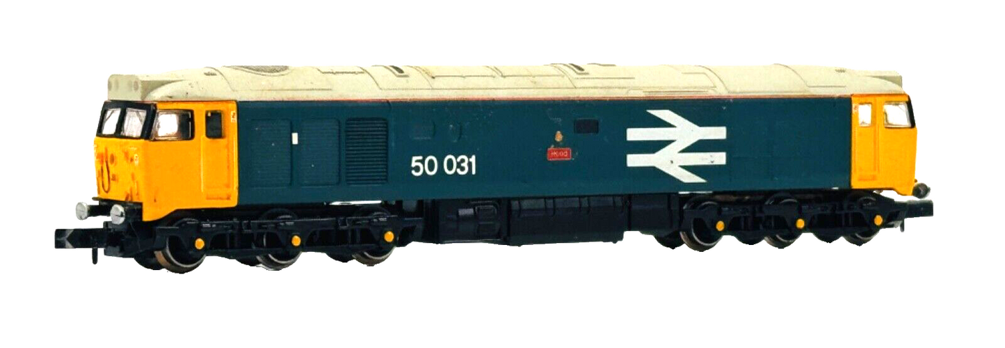 CJM/GRAHAM FARISH N GAUGE - CLASS 50 DIESEL 50031 LARGE LOGO 'HOOD' BOXED