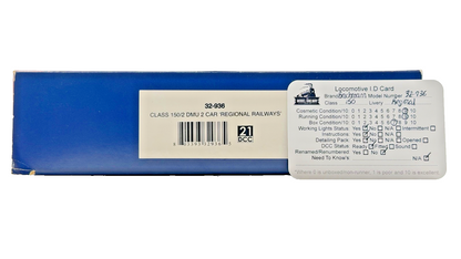 BACHMANN OO GAUGE - 32-936 - CLASS 150/2 DMU 2 CAR REGIONAL RAILWAYS LIVERY