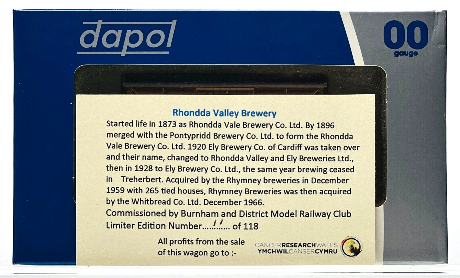 DAPOL 00 GAUGE - RHONDDA VALLEY BREWERIES CO VENT VAN NO.2 (BURNHAM DMRC LTD ED)