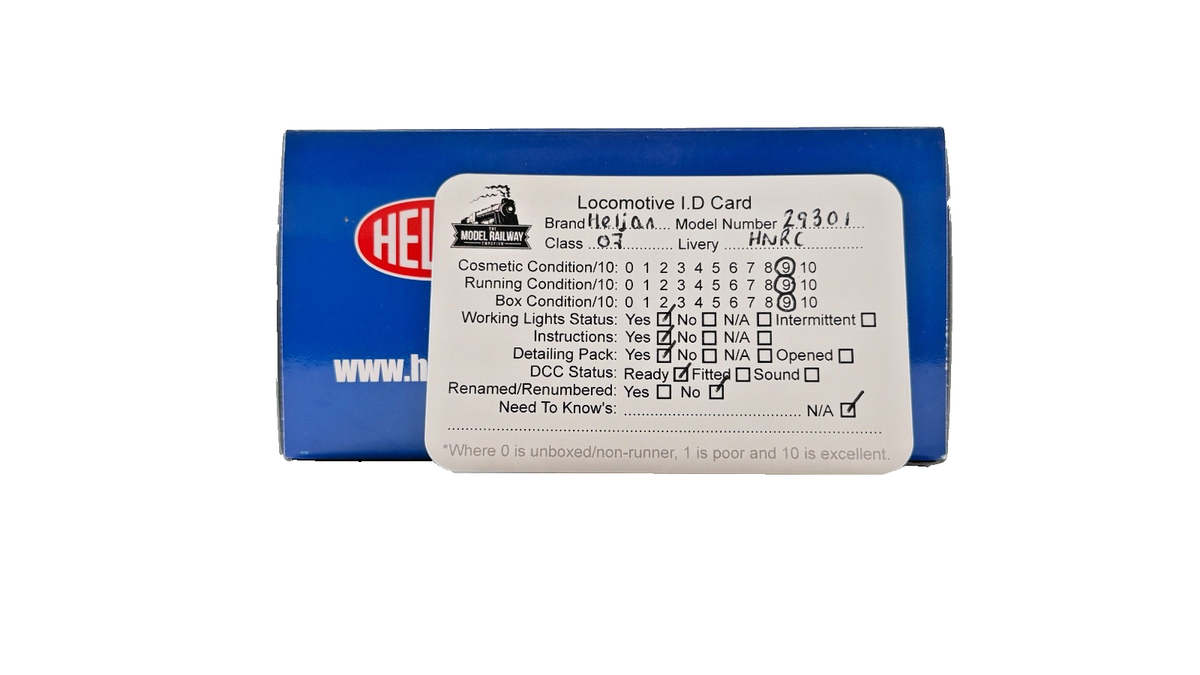 HELJAN OO GAUGE - 29301 - CLASS 07 V1 07001 HNRC HARRY NEEDLE RAILROAD COMPANY