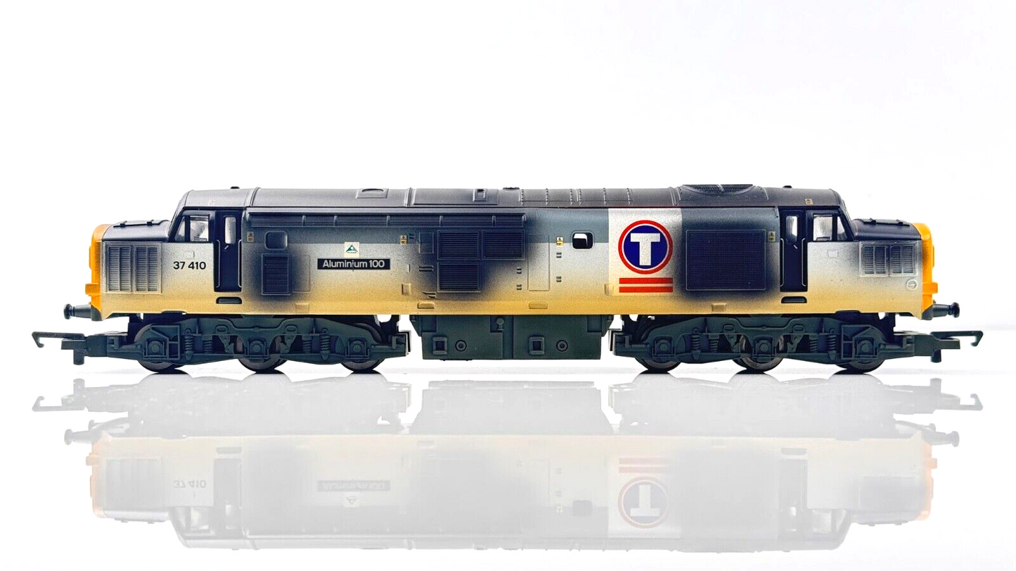 HORNBY 00 GAUGE - R2409 - CLASS 37 DIESEL 37410 TRANSRAIL 'ALUMINIUM 100' BOXED