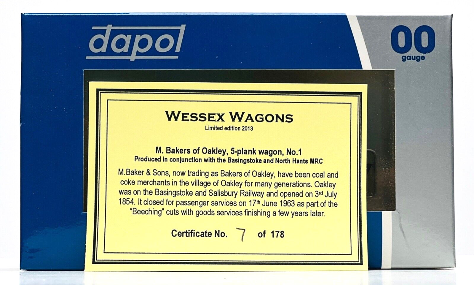 DAPOL 00 GAUGE - BAKERS OF OAKLEY 5 PLANK WAGON 1 N HANTS (WESSEX WAGONS LTD ED)