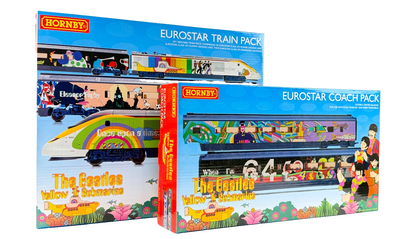 HORNBY OO GAUGE - R3829/R40001 - EUROSTAR TRAIN & COACH PACK BEATLES Y.SUBMARINE