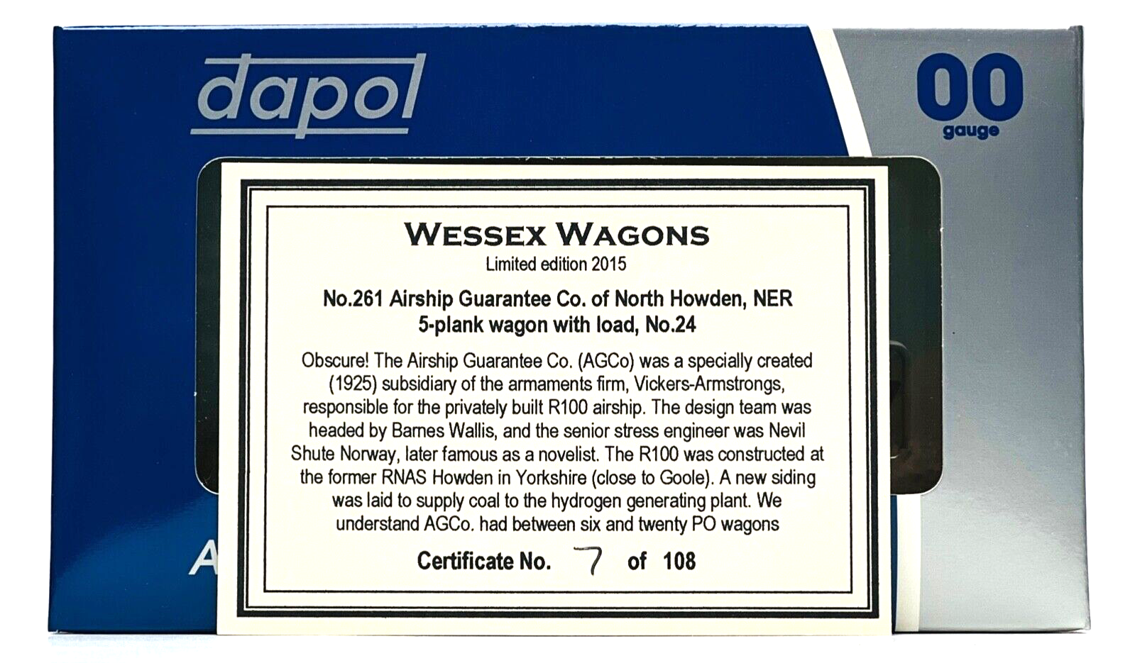 DAPOL 00 GAUGE - AIRSHIP GUARANTEE COMPANY NORTH HOWDEN (WESSEX WAGONS LTD ED)