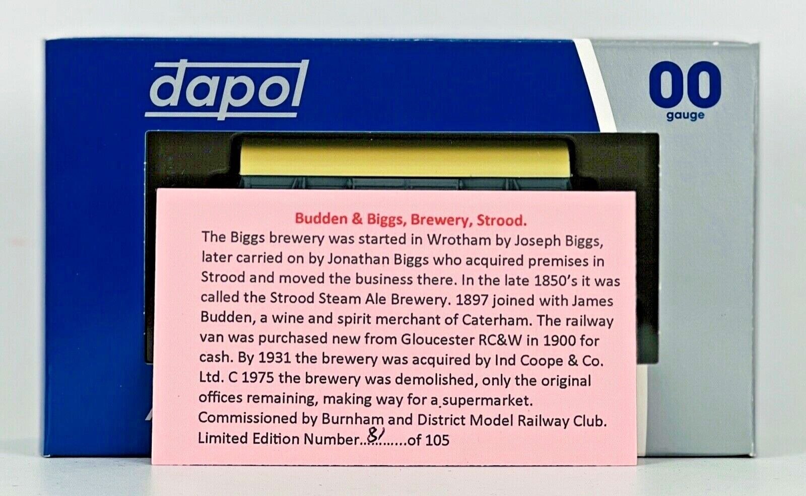 DAPOL 00 GAUGE - 'BUDDEN & BIGGS' BREWERY STROOD (BURNHAM DMRC LTD EDITION) 