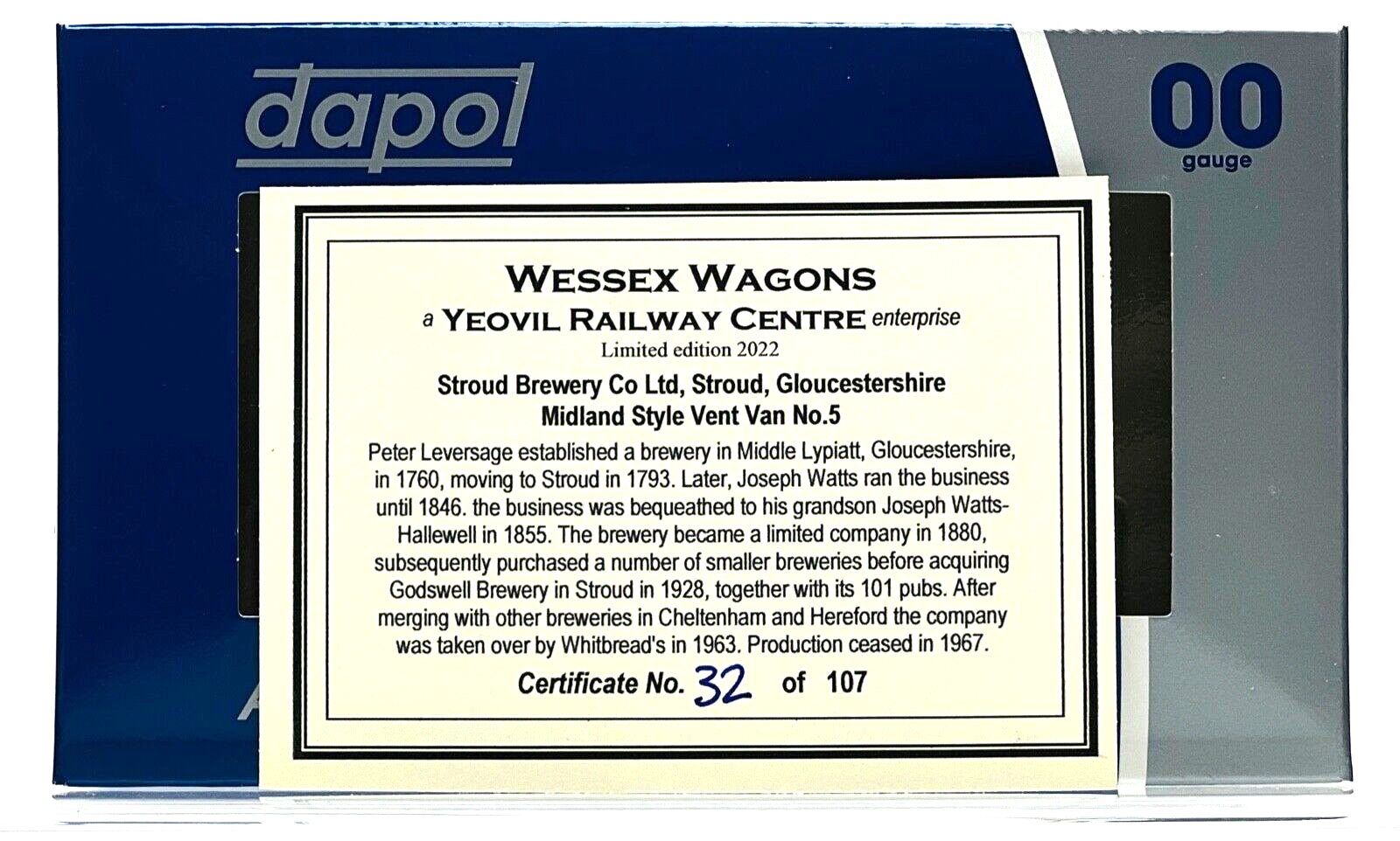 DAPOL 00 GAUGE - STROUD BREWERY GLOUCESTERSHIRE VENT VAN NO.5 (WESSEX WAGONS)