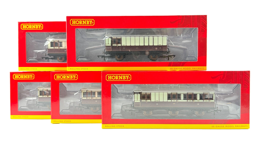 HORNBY OO GAUGE - R40073/4/5/6 - LNWR 4 & 6 WHEEL PASSENGER COACH RAKE OF 5