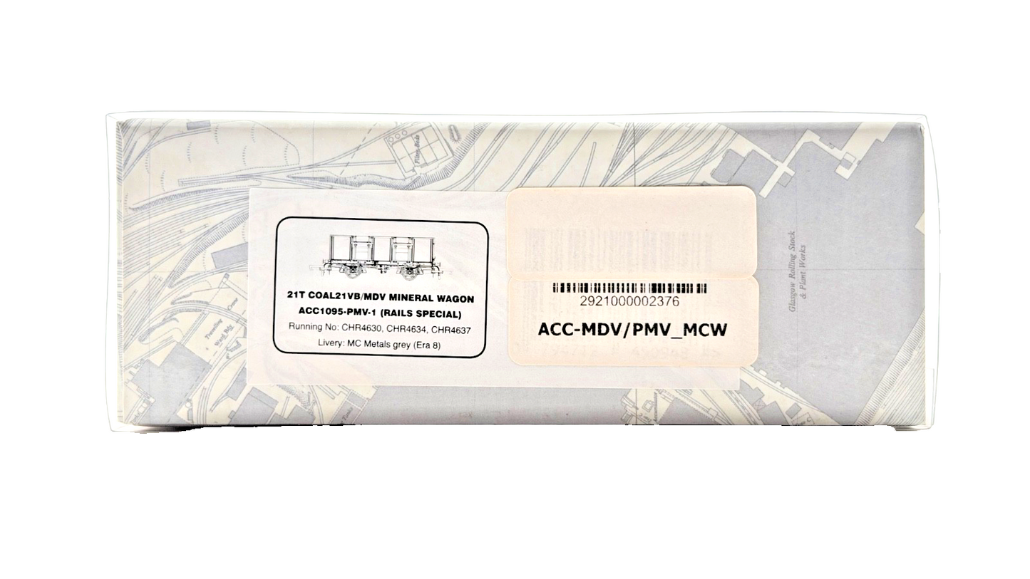 ACCURASCALE OO GAUGE - ACC1095-PMV-1 - 21T COAL21VB/MDV MINERAL WAGON MC METALS
