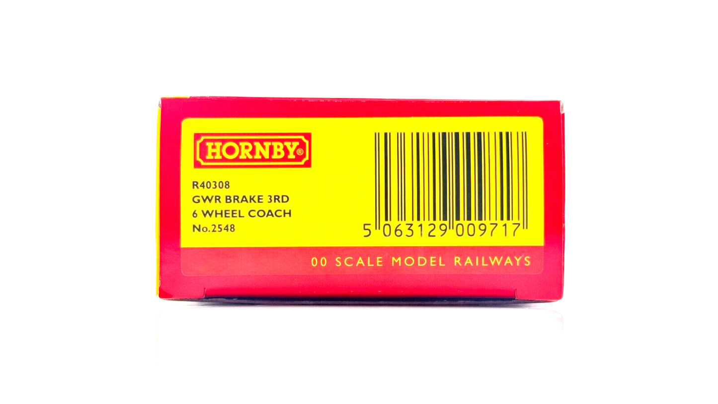 HORNBY 00 GAUGE - R40308 - GWR BRAKE 3RD 6 WHEEL COACH NO.2548 - BOXED