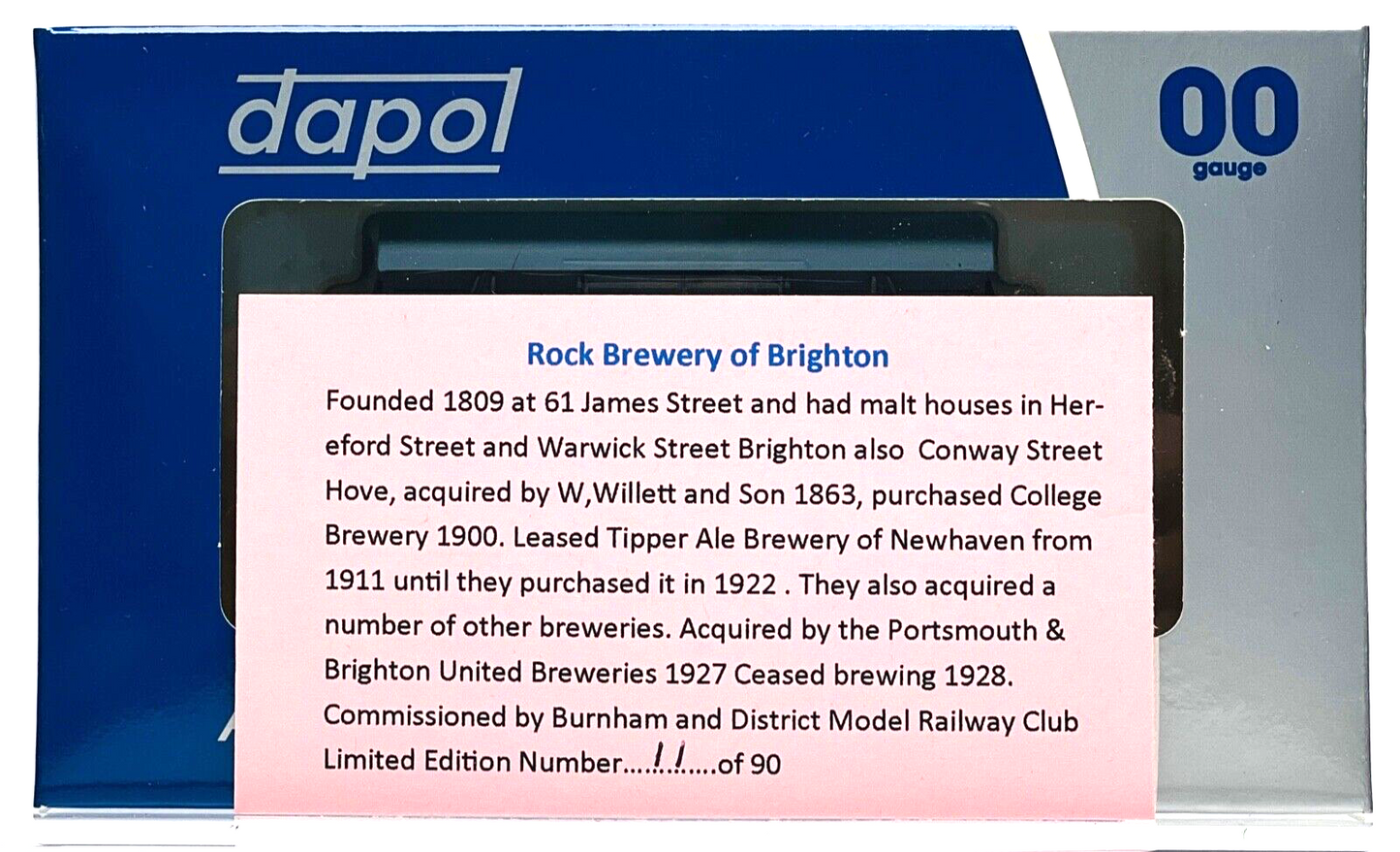 DAPOL 00 GAUGE - ROCK BREWERY BRIGHTON ALES STOUT VENT 11 (BURNHAM LIMITED ED)